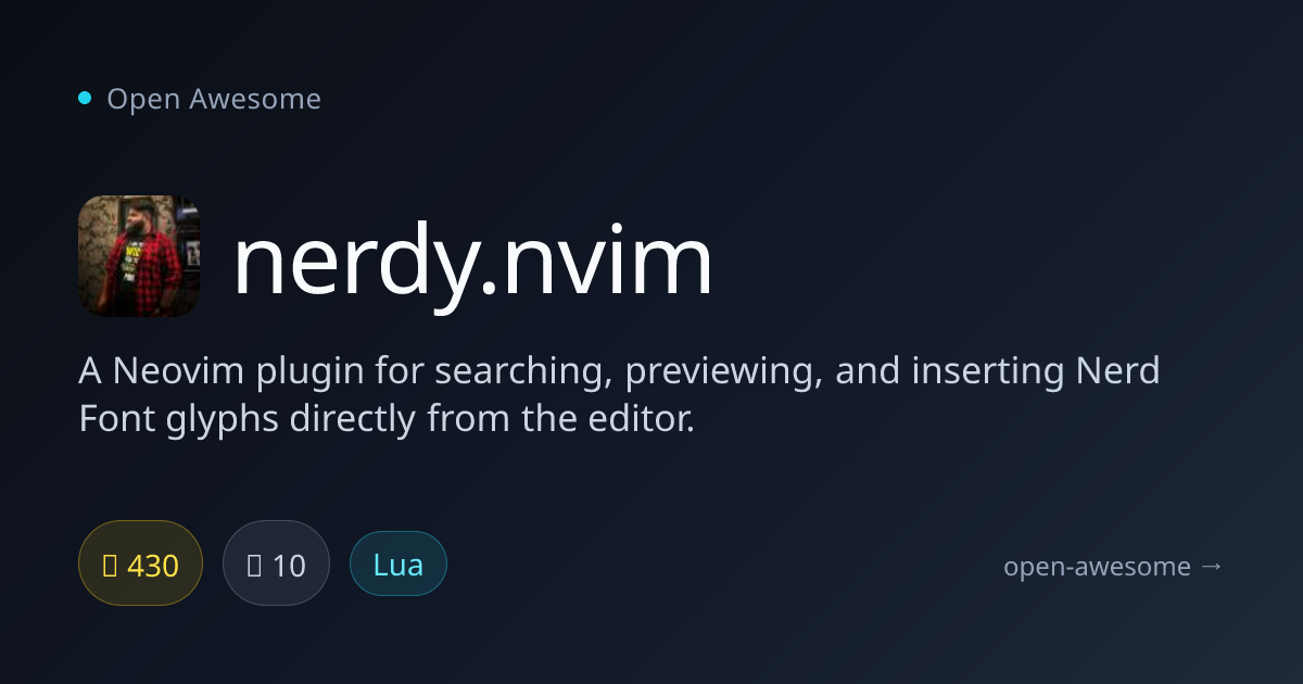 nerdy.nvim — Neovim Nerd Font Glyph Plugin | Open Awesome