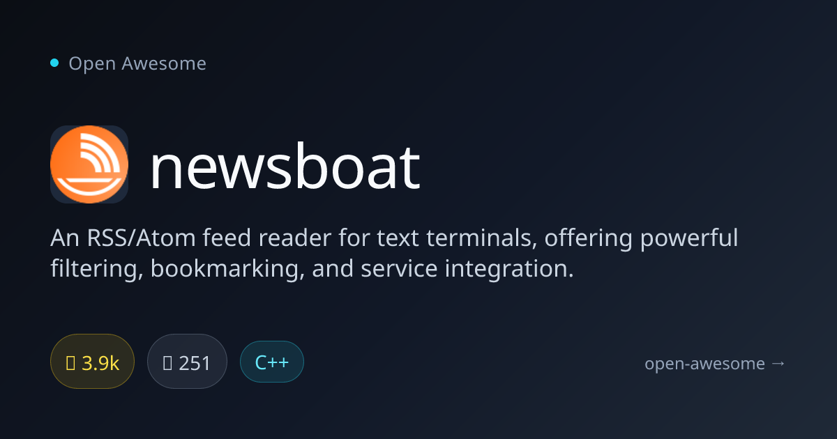 newsboat — Terminal RSS Feed Reader | Open Awesome