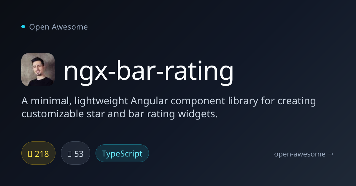 ngx-bar-rating — Angular Star Rating Component | Open Awesome