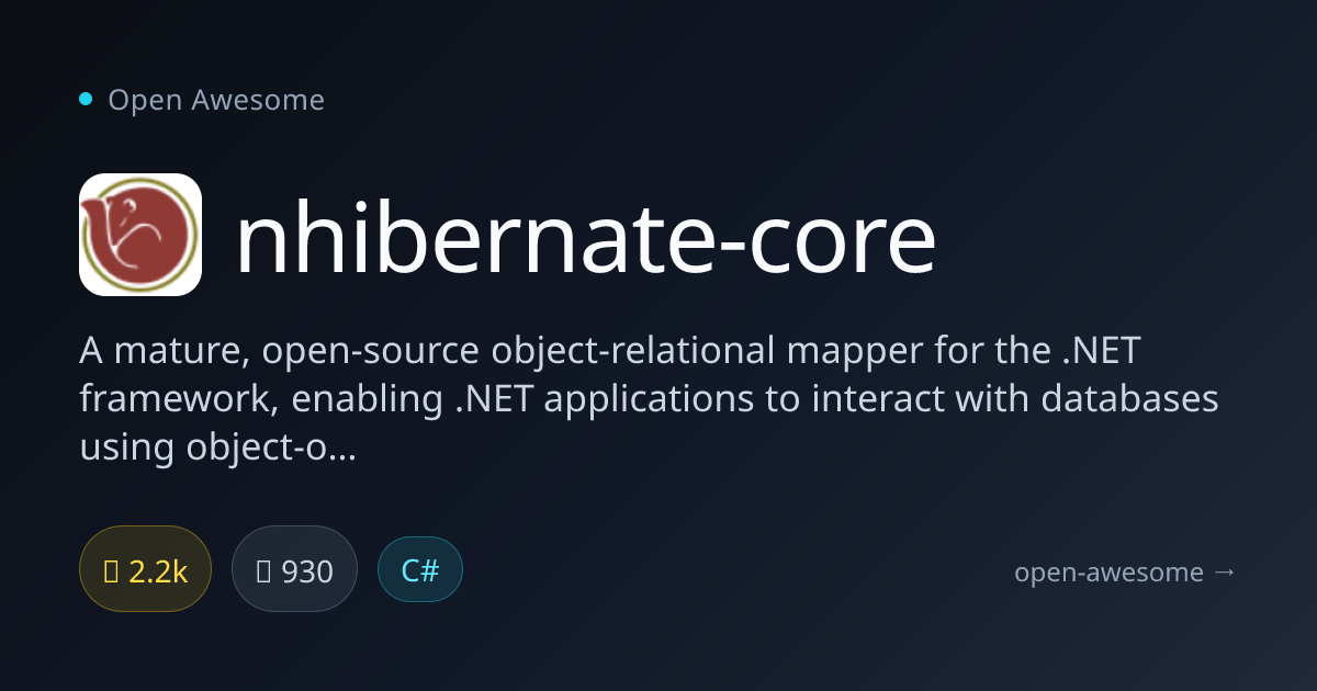 nhibernate-core — Mature .NET ORM Framework | Open Awesome