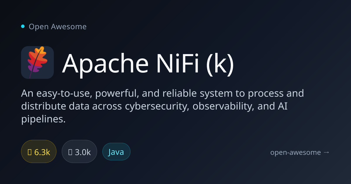 Apache NiFi (k) — Data Processing & Distribution System | Open Awesome