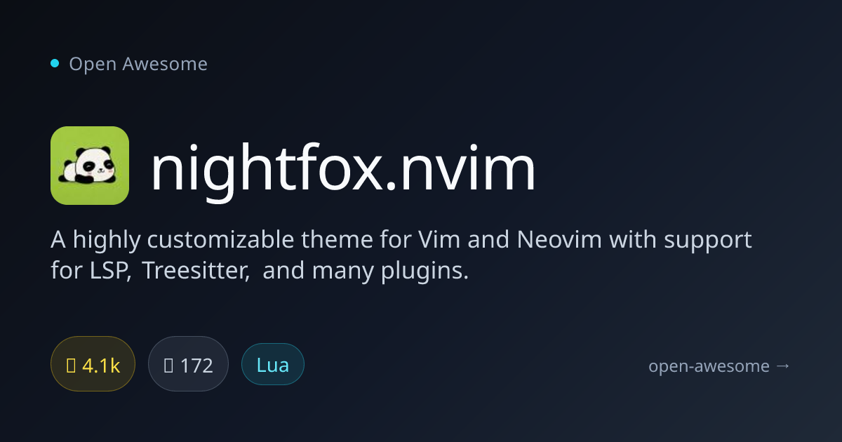 nightfox.nvim — Customizable Vim/Neovim Theme | Open Awesome
