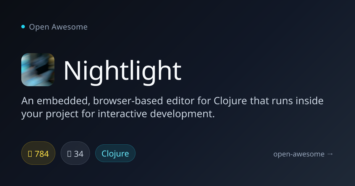 Nightlight — Embedded Clojure Browser Editor | Open Awesome