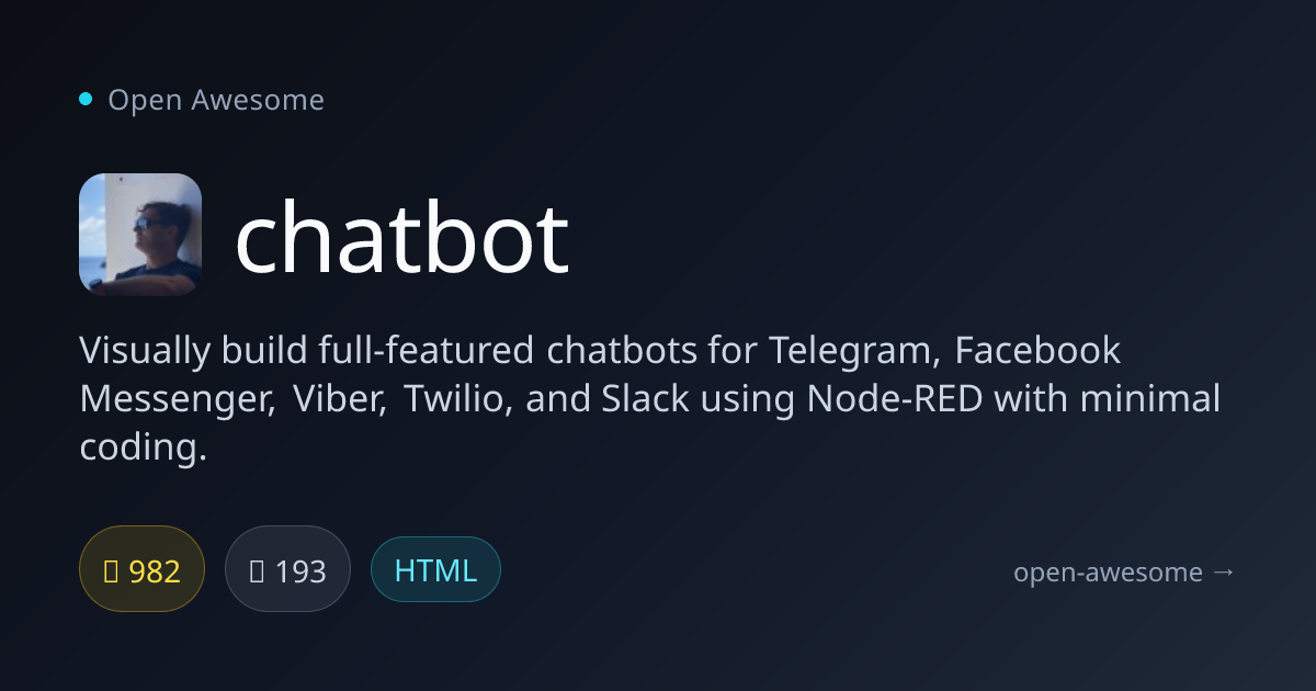 chatbot — Visual Chatbot Builder for Node-RED | Open Awesome