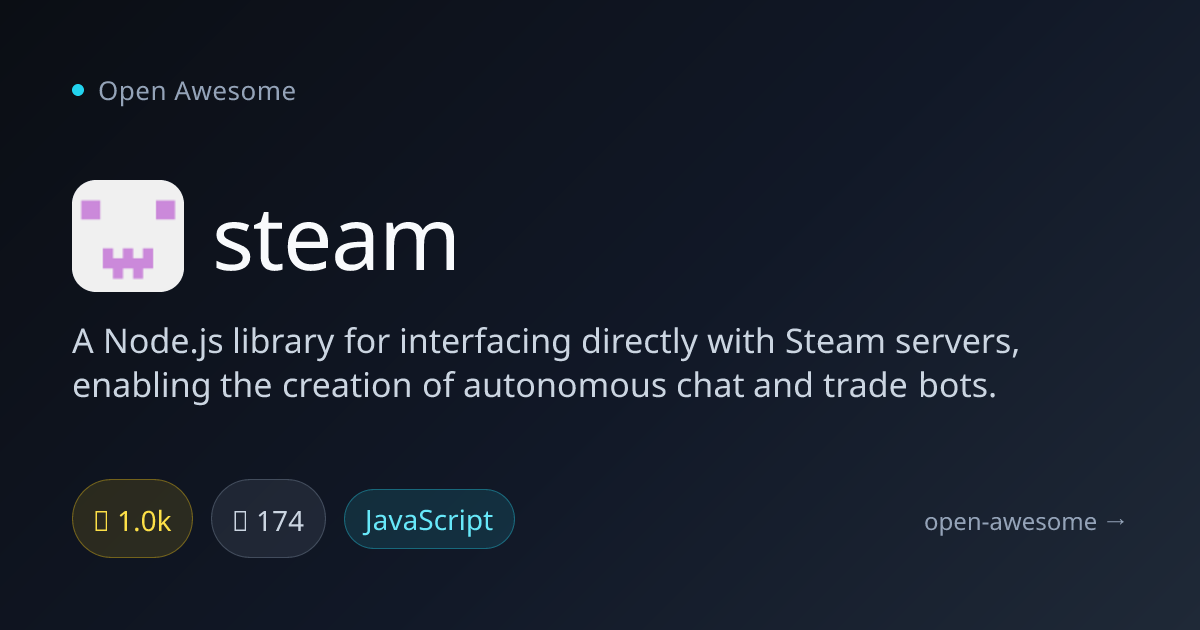 steam — Node.js Steam Server Interface | Open Awesome