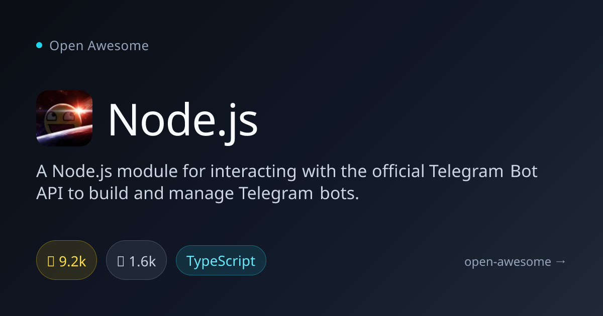 Node.js — Telegram Bot API Module | Open Awesome
