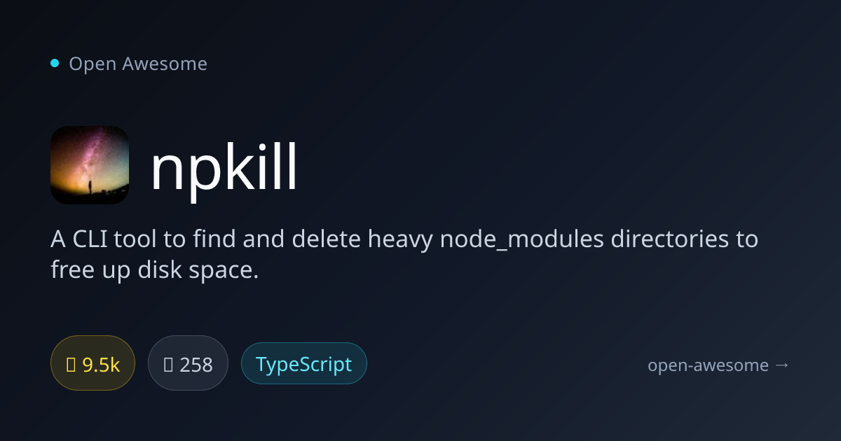npkill — Node Modules Cleanup Tool | Open Awesome