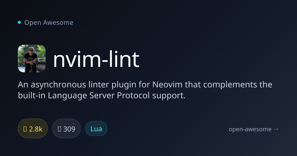 nvim-lint — Neovim Async Linter Plugin | Open Awesome