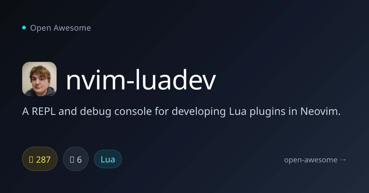 nvim-luadev — Neovim Lua REPL & Debug Console | Open Awesome