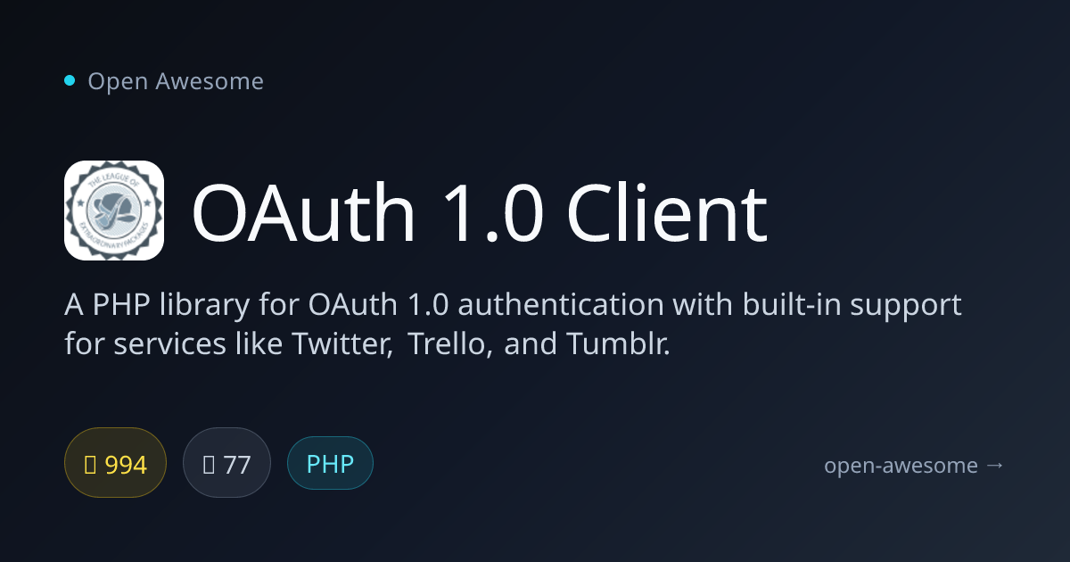 OAuth 1.0 Client — PHP OAuth 1.0 Authentication Library | Open Awesome
