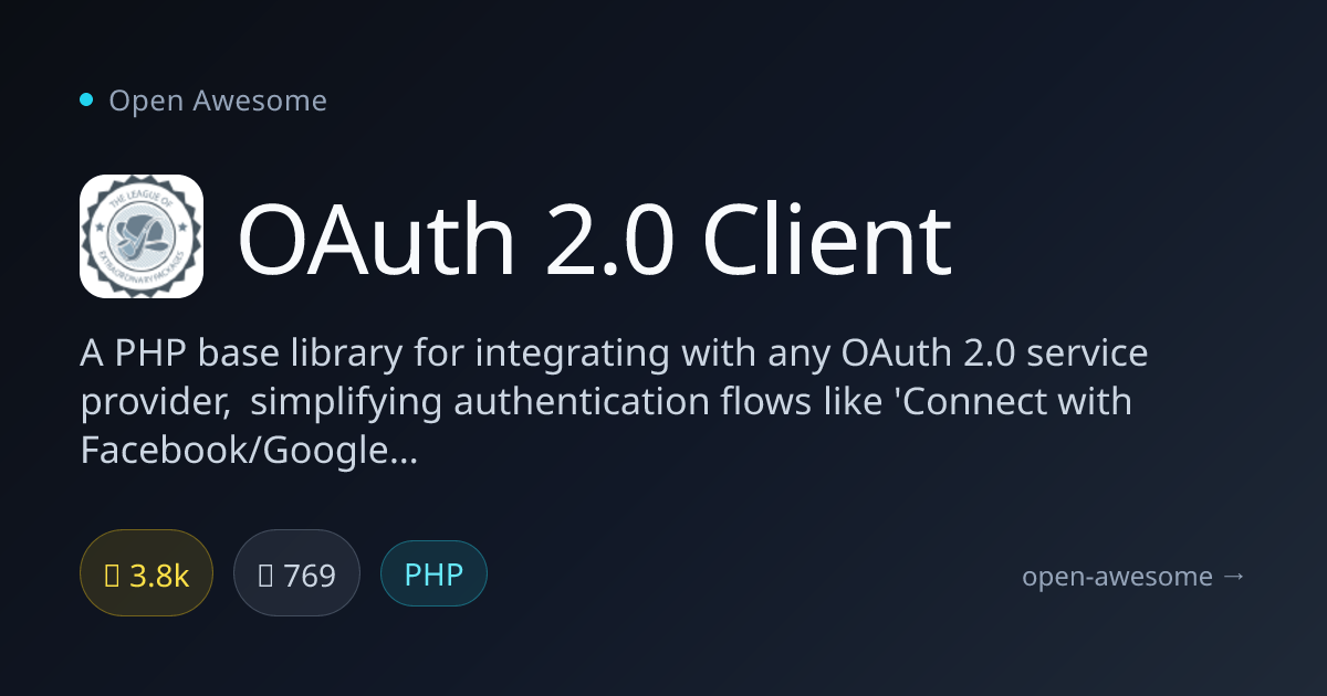OAuth 2.0 Client — PHP OAuth 2.0 Integration Library | Open Awesome