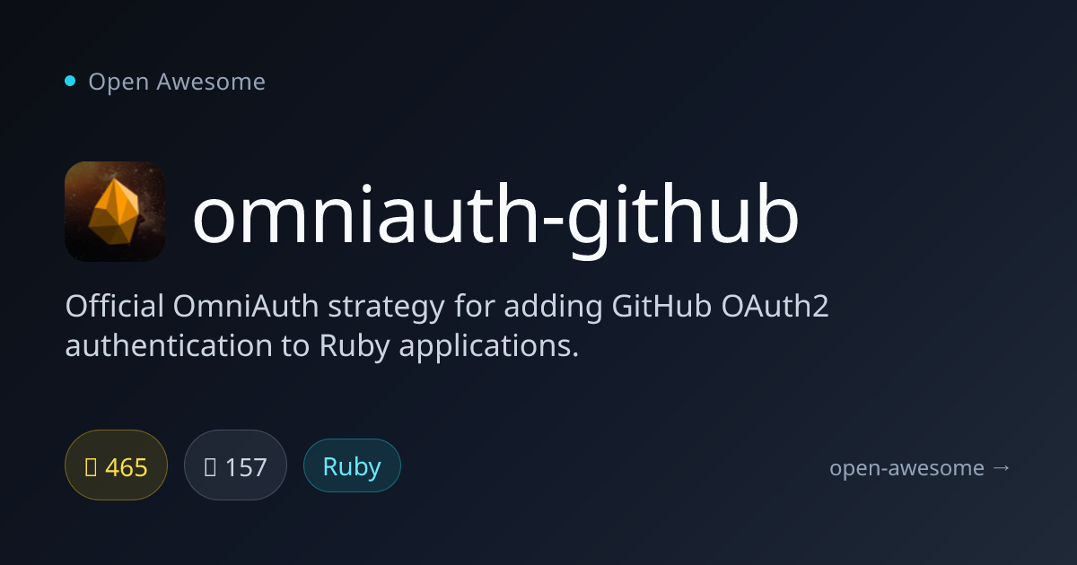 omniauth-github — GitHub OAuth2 for Ruby Apps | Open Awesome