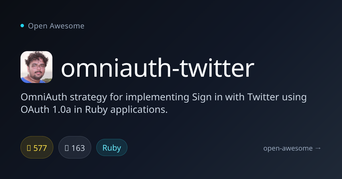 omniauth-twitter — Ruby Twitter OAuth Strategy | Open Awesome