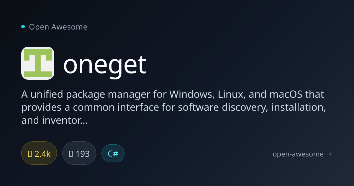 oneget — Unified Package Manager | Open Awesome