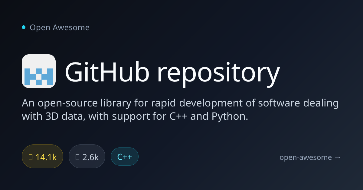 GitHub repository — 3D Data Library for C++ & Python | Open Awesome