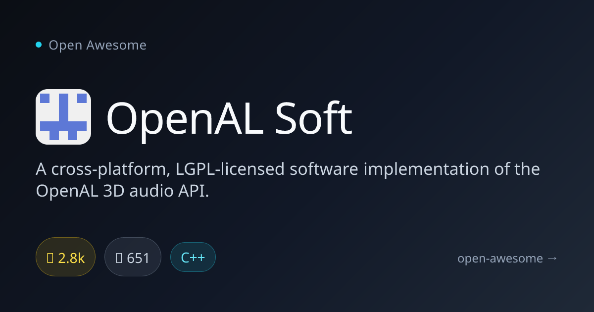 OpenAL Soft — Cross-Platform 3D Audio Implementation | Open Awesome