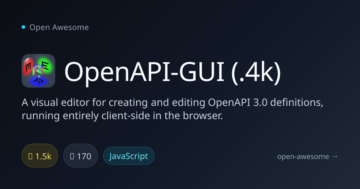 OpenAPI-GUI (.4k) — Client-Side OpenAPI 3.0 Editor | Open Awesome