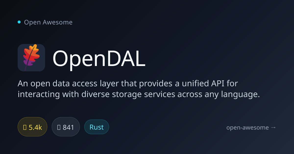 OpenDAL — Unified Data Access Layer | Open Awesome