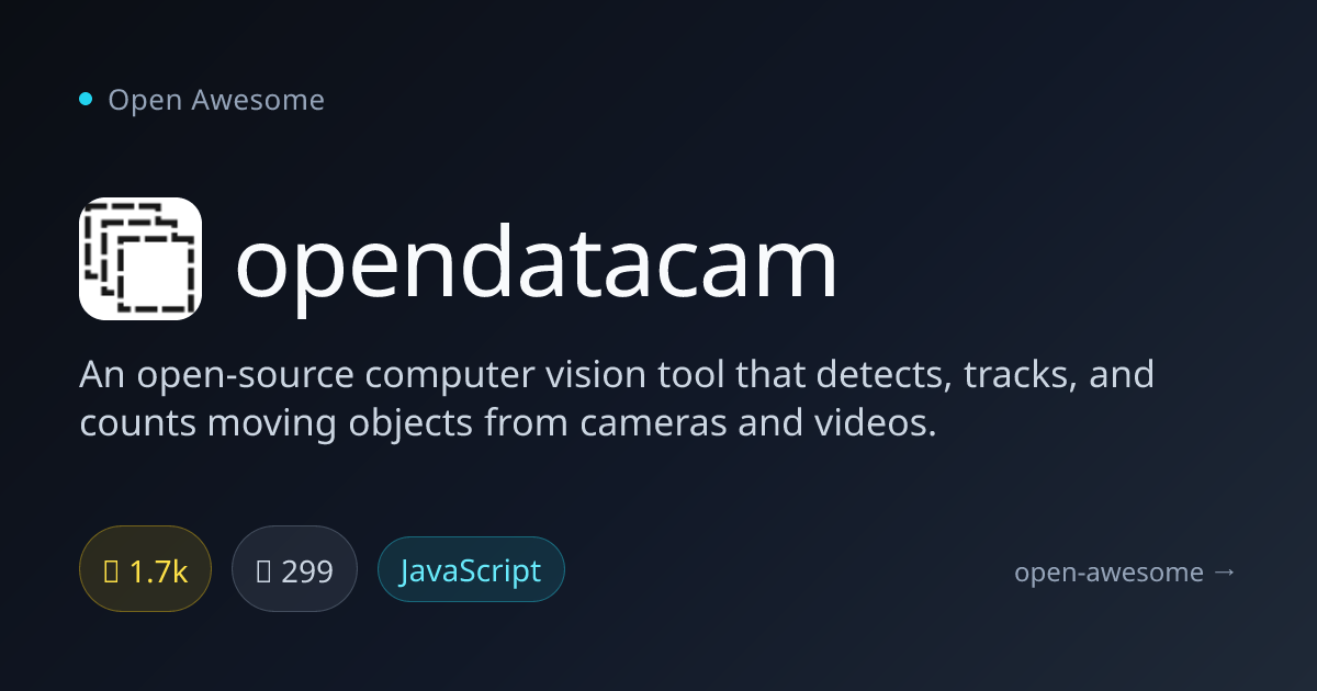 opendatacam — Open Source Object Tracker | Open Awesome