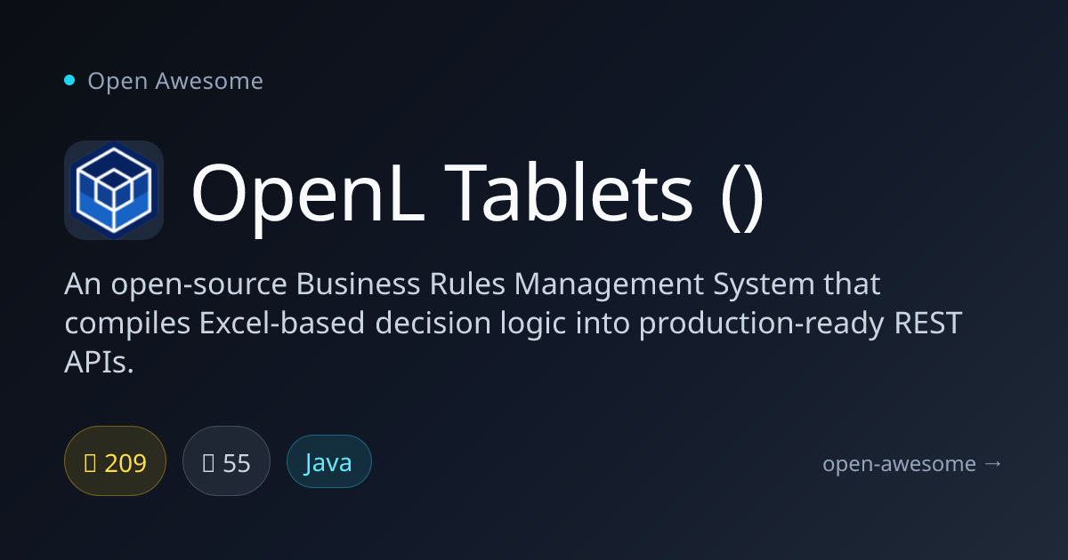 OpenL Tablets () — Excel-Based Business Rules Engine | Open Awesome