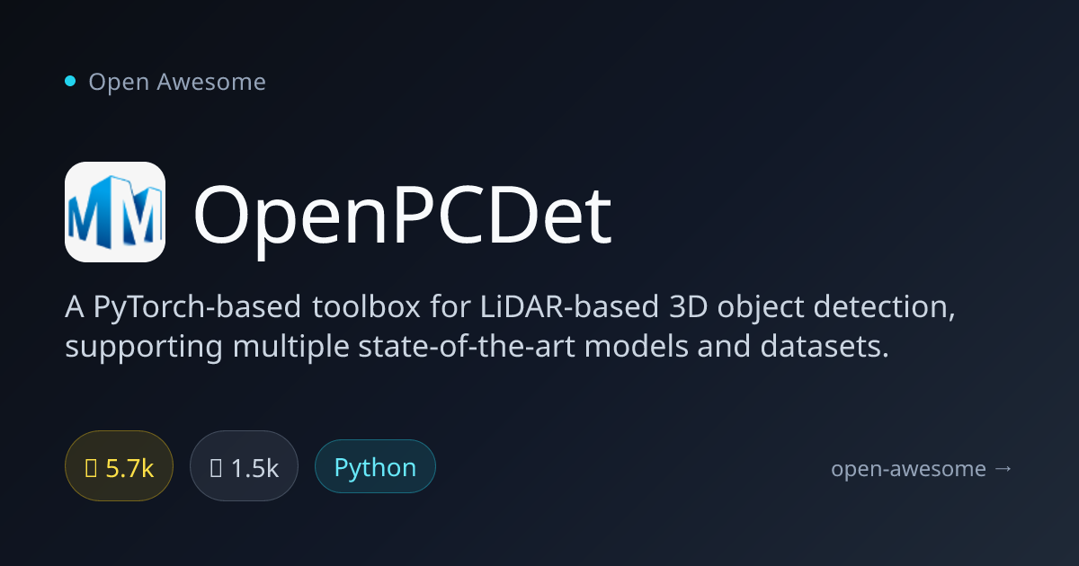 OpenPCDet — LiDAR 3D Object Detection Toolbox | Open Awesome