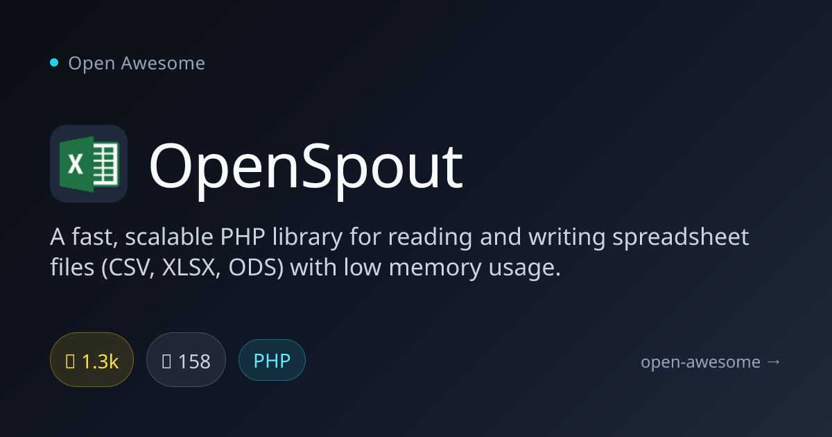 OpenSpout — PHP Spreadsheet Library | Open Awesome