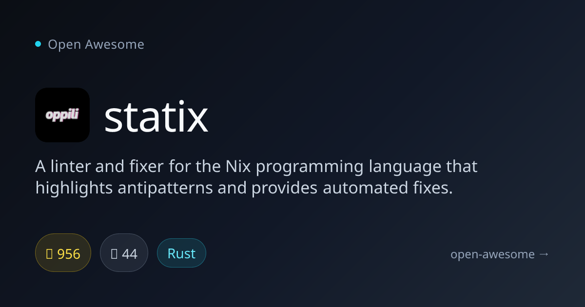 statix — Nix Linter and Fixer | Open Awesome