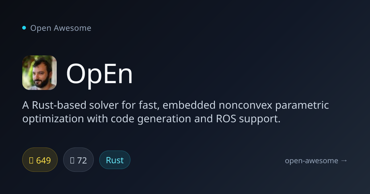 OpEn — Rust Embedded Optimization Solver | Open Awesome