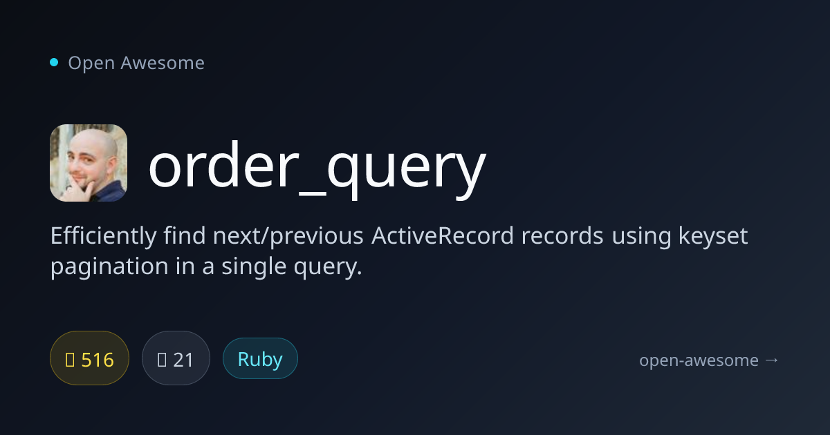 order_query — ActiveRecord Keyset Pagination | Open Awesome