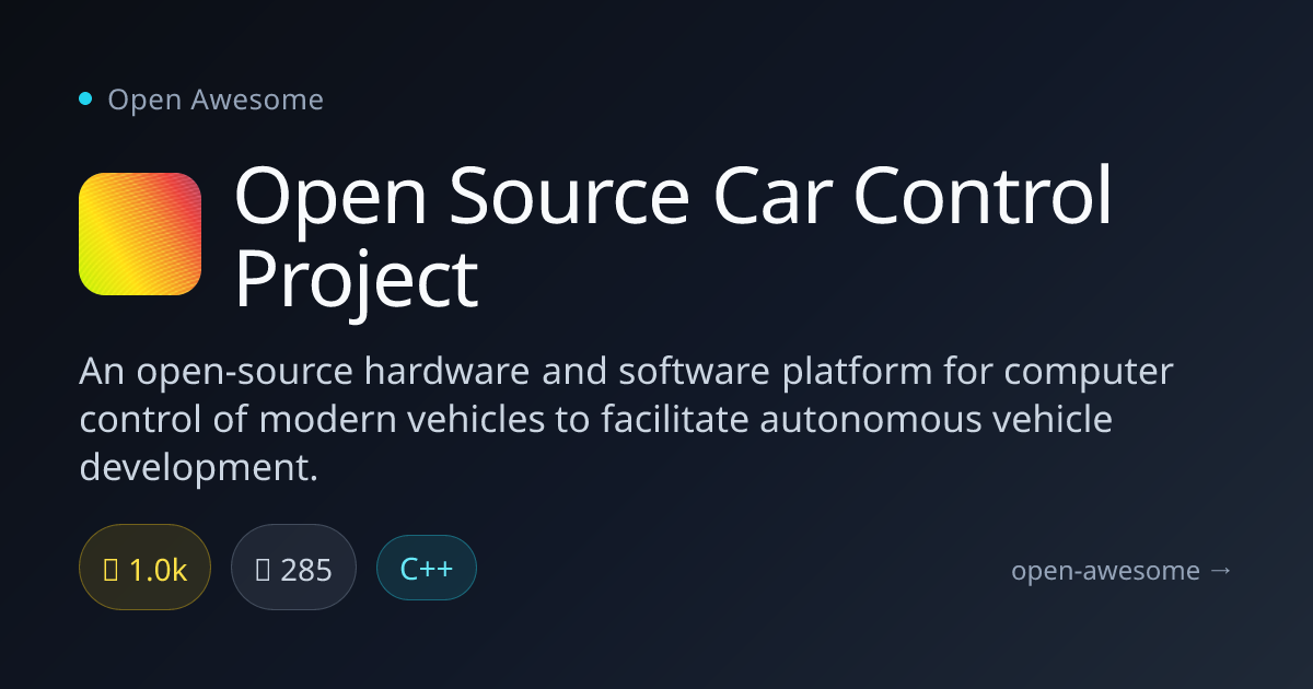 Open Source Car Control Project — Autonomous Vehicle Development ...
