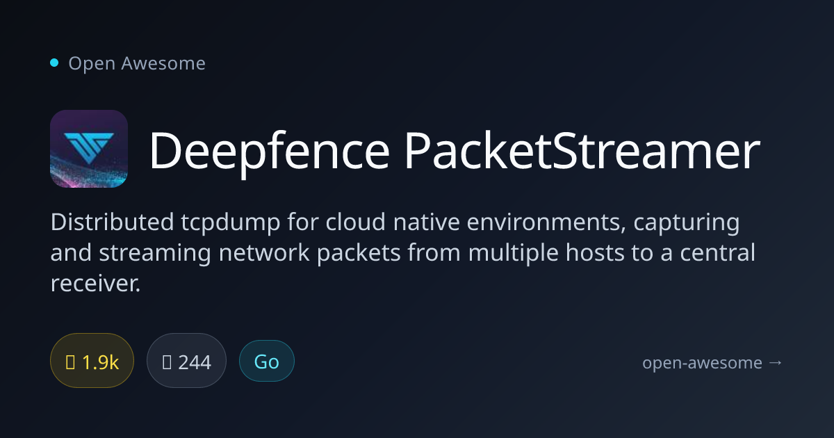 Deepfence PacketStreamer — Distributed Network Capture | Open Awesome