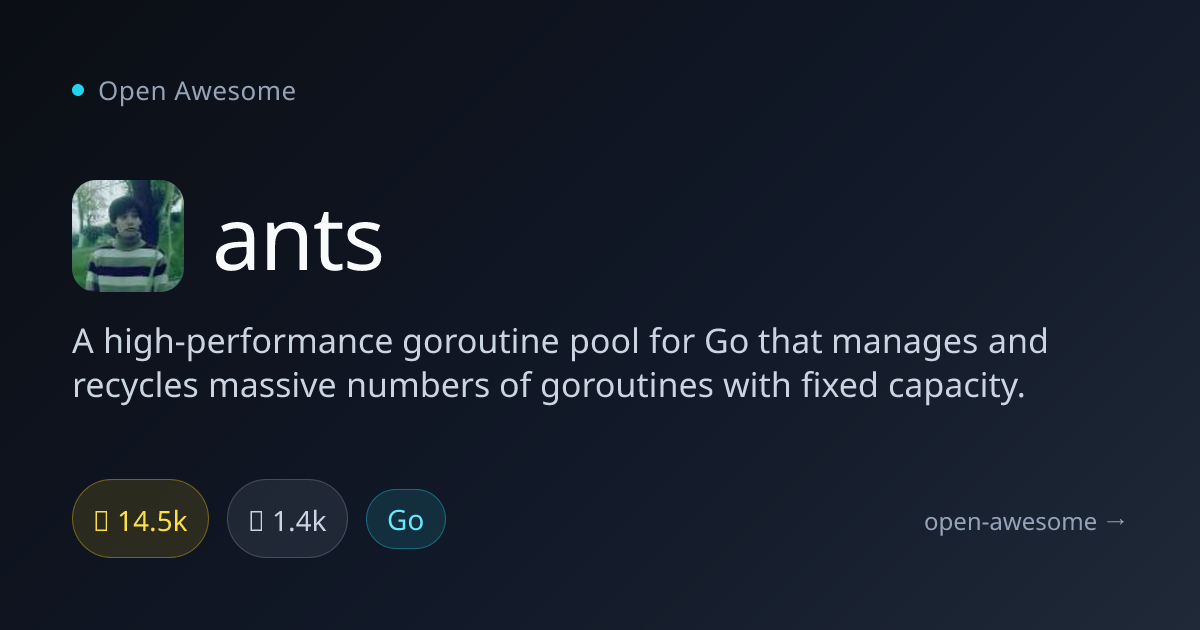 ants — High-Performance Go Goroutine Pool | Open Awesome