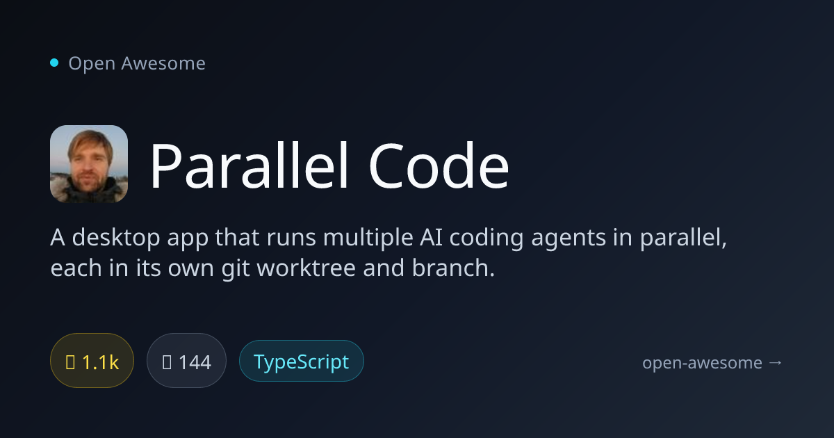 Parallel Code — Multi-Agent AI Coding Desktop App | Open Awesome