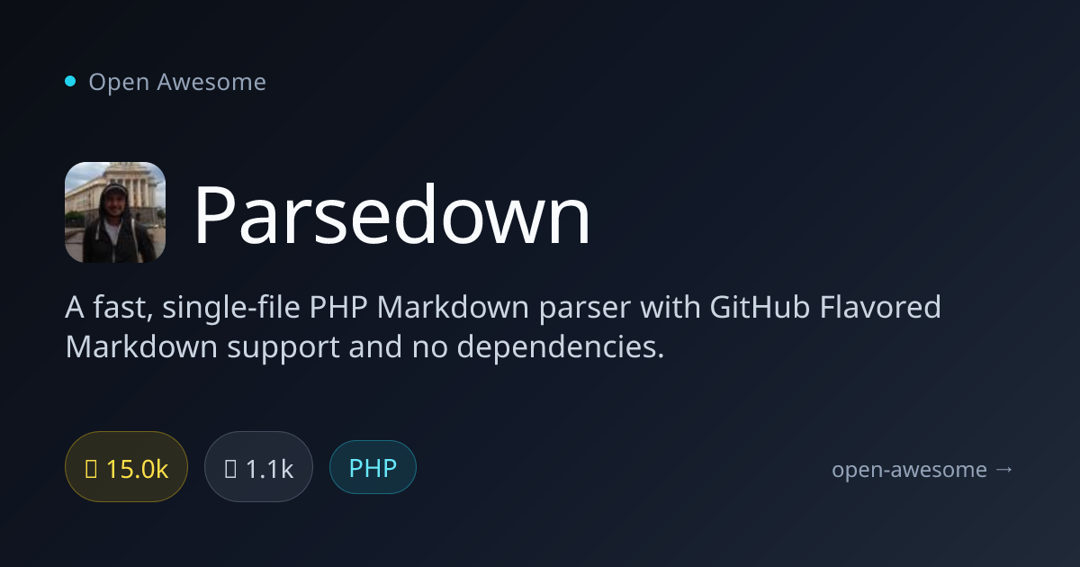 Parsedown — Fast PHP Markdown Parser | Open Awesome
