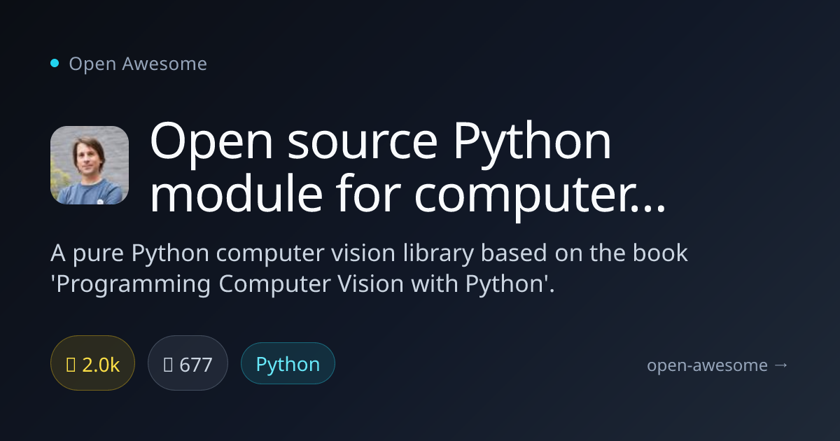 Open source Python module for computer vision — Pure Python Vision ...