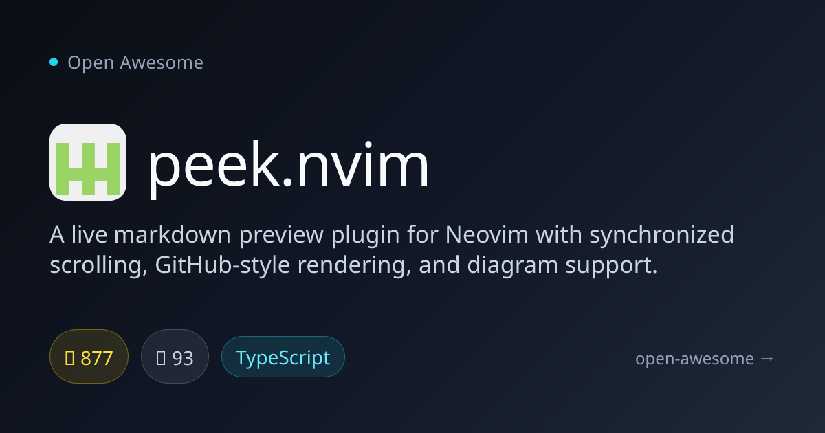 peek.nvim — Live Markdown Preview for Neovim | Open Awesome