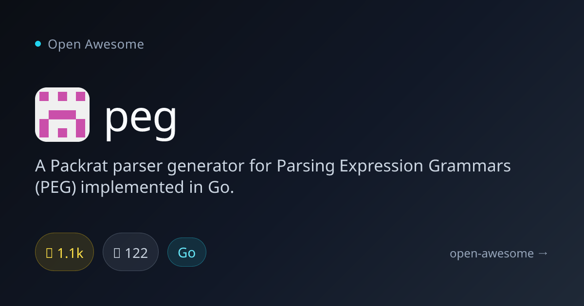 peg — Packrat Parser Generator for Go | Open Awesome