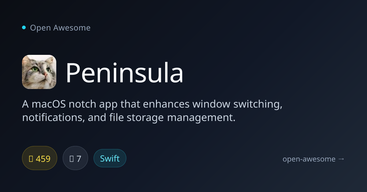 Peninsula — macOS Notch Window Manager | Open Awesome