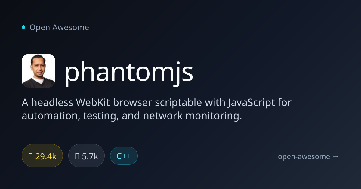 phantomjs — Headless WebKit Browser | Open Awesome