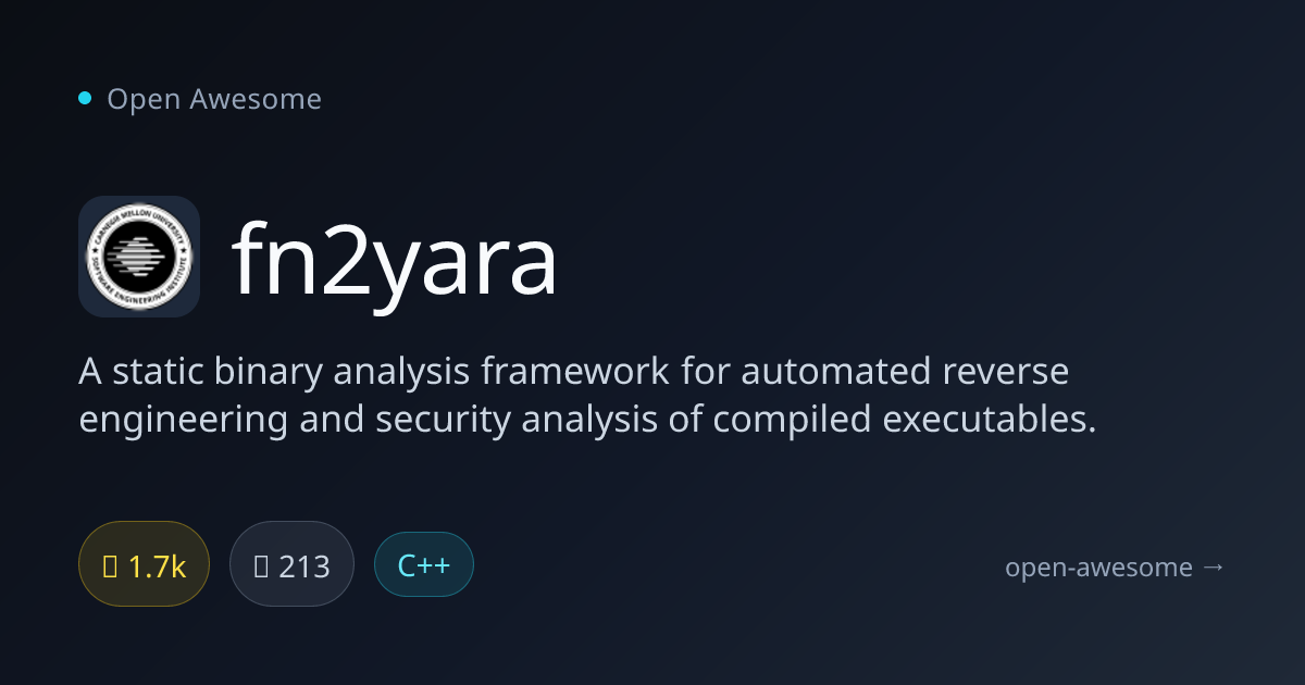 fn2yara — Static Binary Analysis Framework | Open Awesome