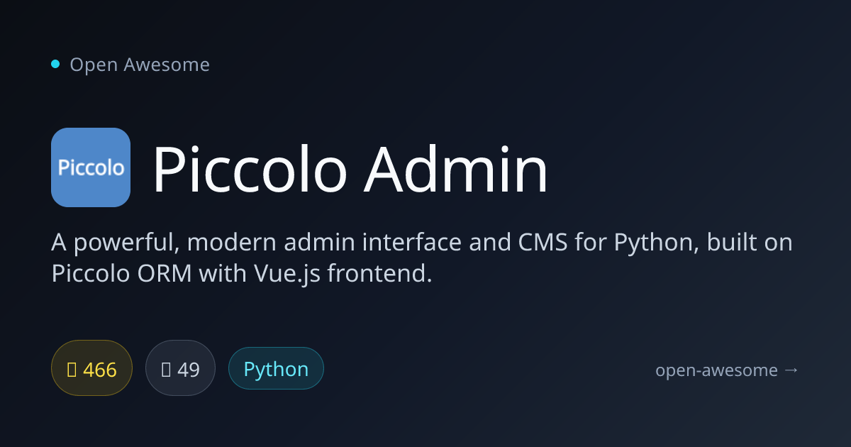 Piccolo Admin — Python Admin Interface & CMS | Open Awesome