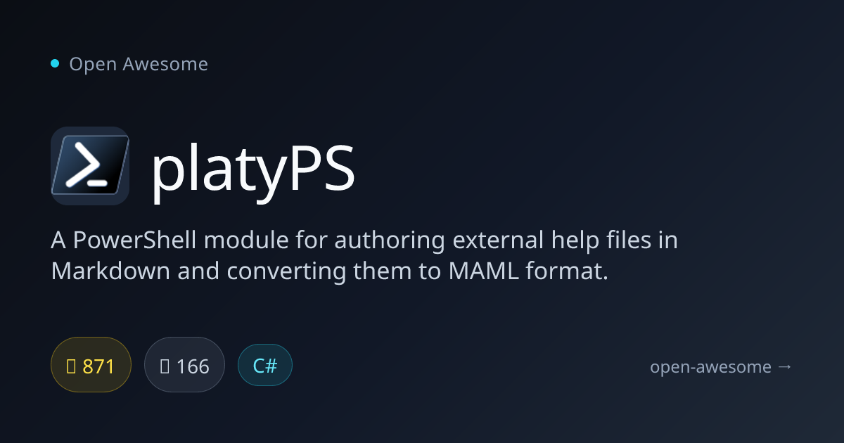 platyPS — PowerShell Markdown Help Authoring | Open Awesome