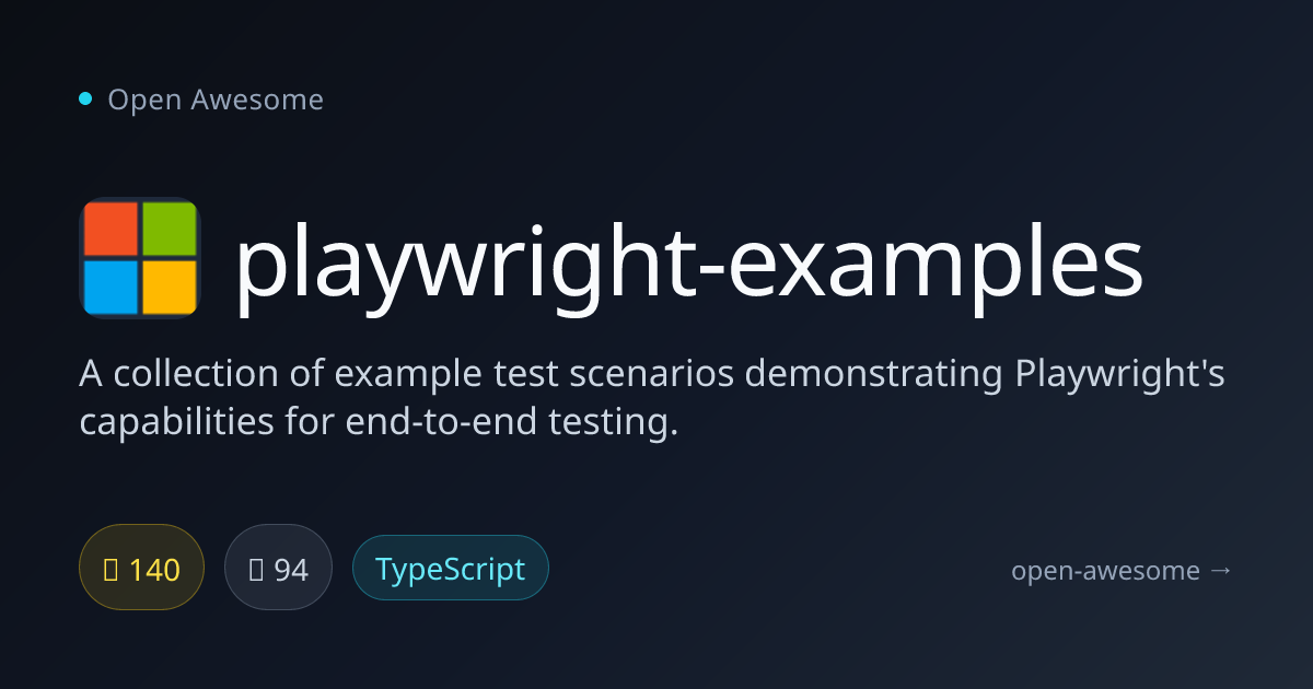 playwright-examples — Playwright Test Scenario Examples | Open Awesome