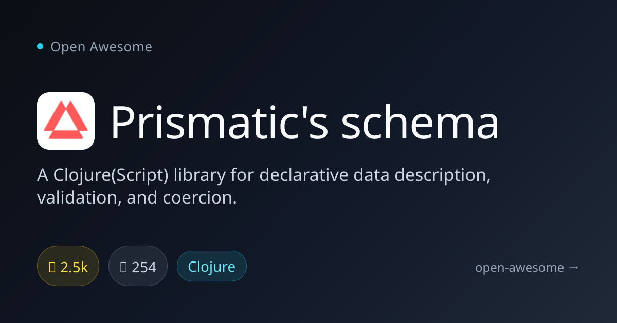 Prismatic's schema — Clojure Data Validation Library | Open Awesome