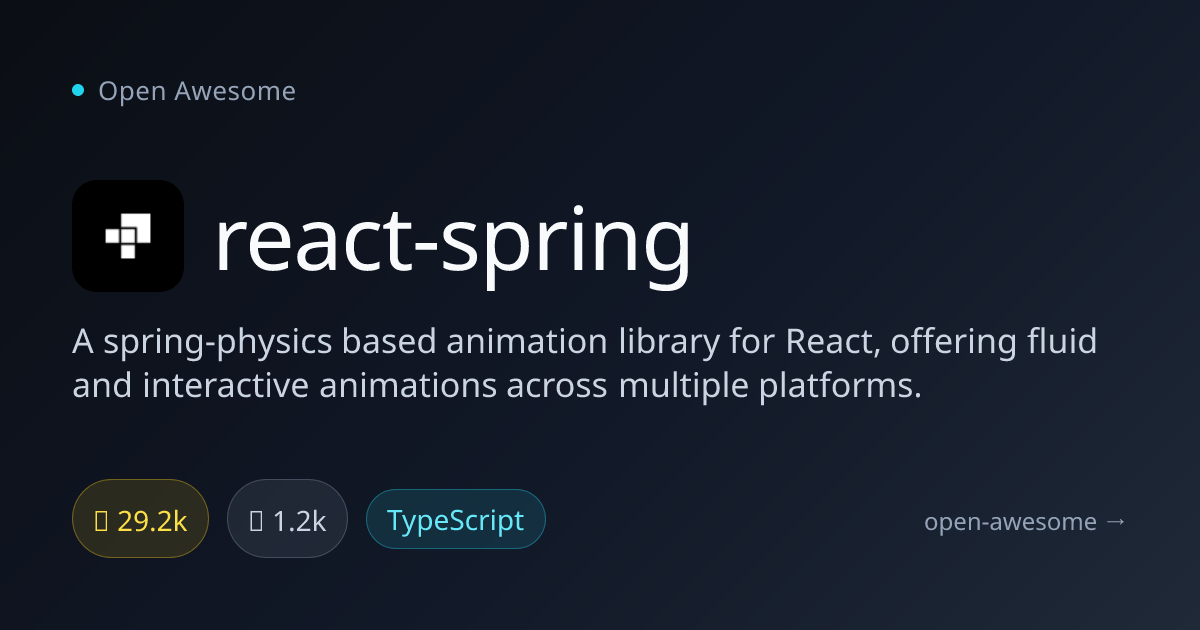 react-spring — Spring-Physics Animation Library | Open Awesome