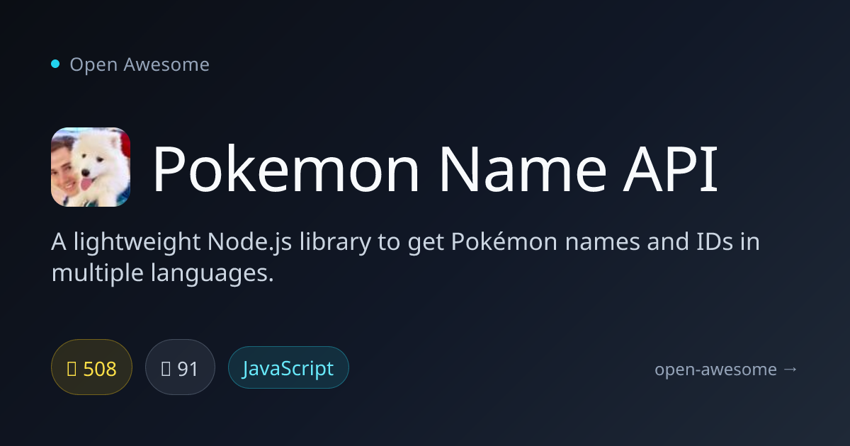 Pokemon Name API — Pokémon Name Library | Open Awesome