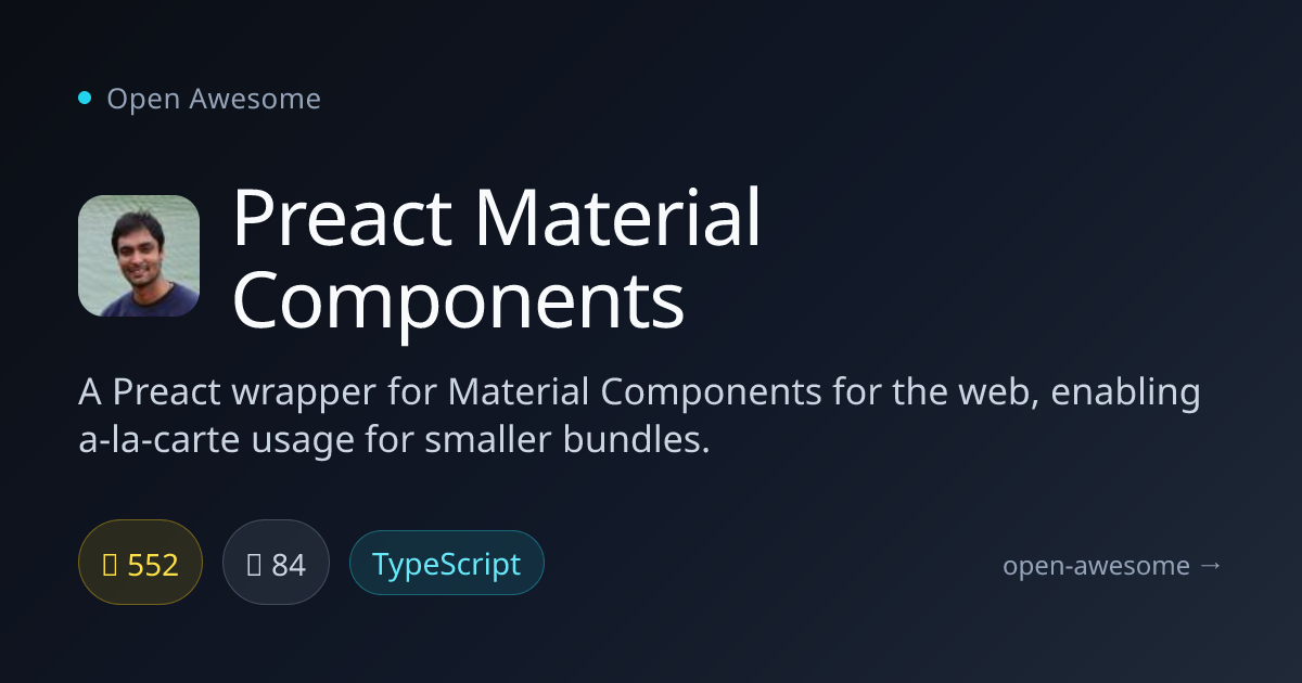 Preact Material Components — Preact Wrapper for Material Web | Open Awesome