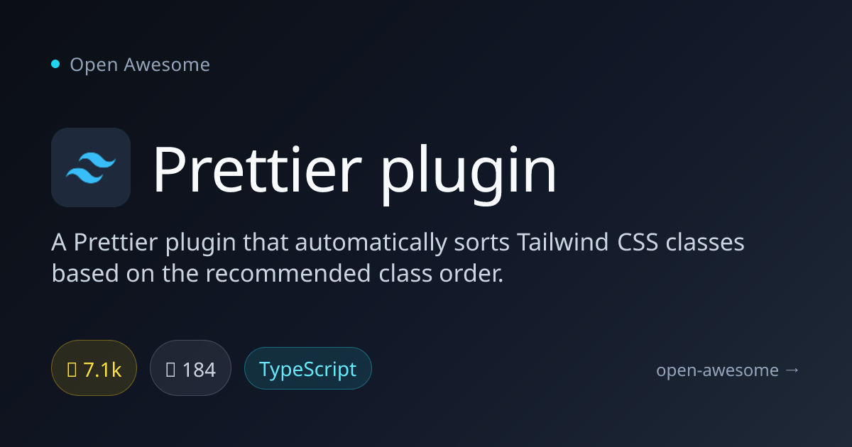Prettier plugin — Tailwind CSS Class Sorter | Open Awesome