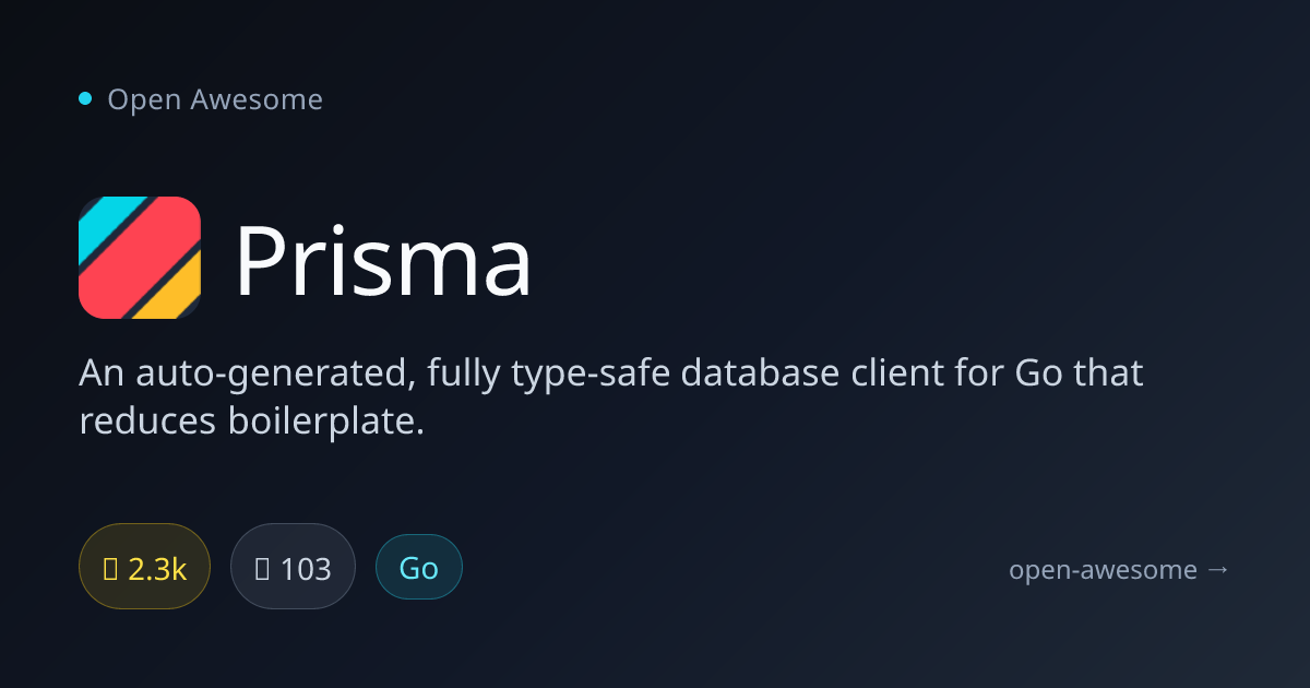 Prisma — Type-Safe Database Client for Go | Open Awesome