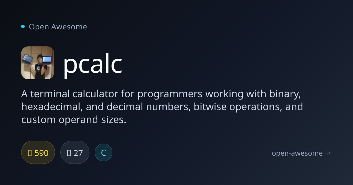 pcalc — Terminal Calculator for Programmers | Open Awesome